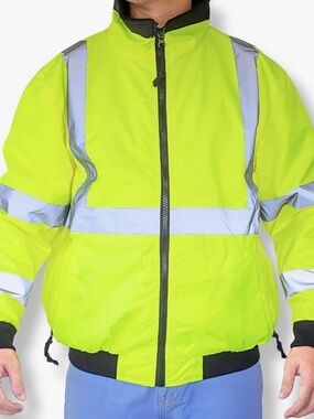 North 15 men's High-Visibility Yellow Safety Bomber Jacket -medium